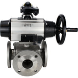 Ball valves Elephant BV3232P(4pc)-FP-3WL-F-ISO-H DN100 16 bar full bore, flanged, body - stainless steel SS316, ISO flange F10/F12, square 19x19, with double pneumatic actuator PA-DA-105-1 action, pneumatic distributor 4M310-08 24V and LSU APL-210N