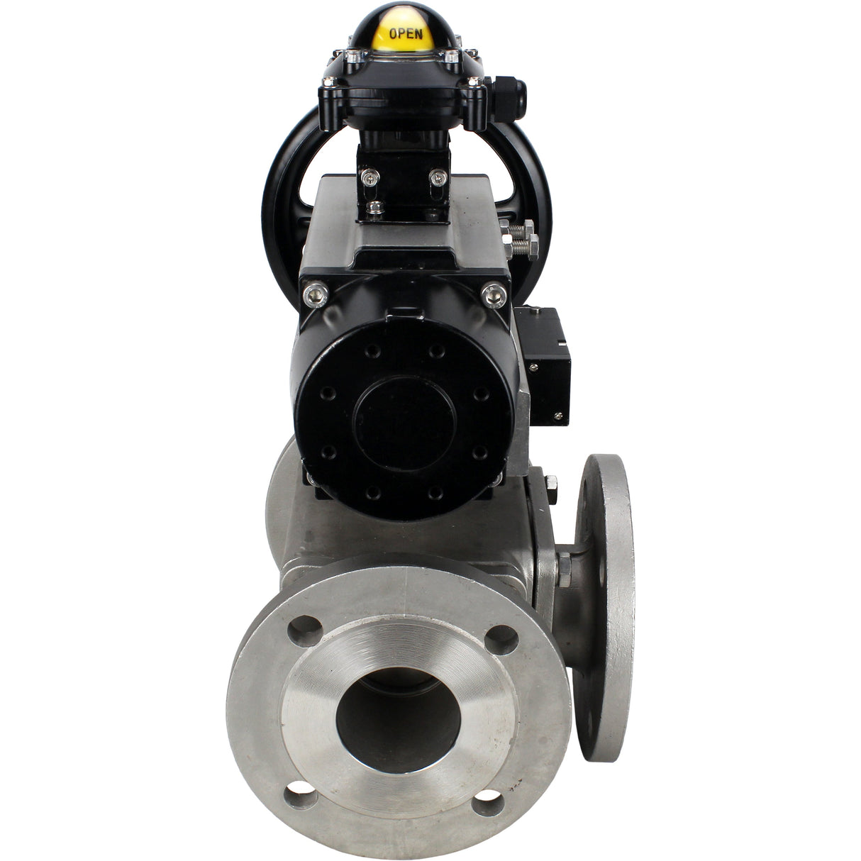 Ball valves Elephant BV3232P(4pc)-FP-3WL-F-ISO-H DN100 16 bar full bore, flanged, body - stainless steel SS316, ISO flange F10/F12, square 19x19, with double pneumatic actuator PA-DA-105-1 action, pneumatic distributor 4M310-08 24V and LSU APL-210N