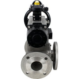 Ball valves Elephant BV3232P(4pc)-FP-3WL-F-ISO-H DN100 16 bar full bore, flanged, body - stainless steel SS316, ISO flange F10/F12, square 19x19, with double pneumatic actuator PA-DA-105-1 action, pneumatic distributor 4M310-08 24V and LSU APL-210N