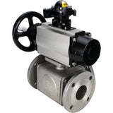 Ball valves Elephant BV3232P(4pc)-FP-3WL-F-ISO-H DN100 16 bar full bore, flanged, body - stainless steel SS316, ISO flange F10/F12, square 19x19, with double pneumatic actuator PA-DA-105-1 action, pneumatic distributor 4M310-08 24V and LSU APL-210N