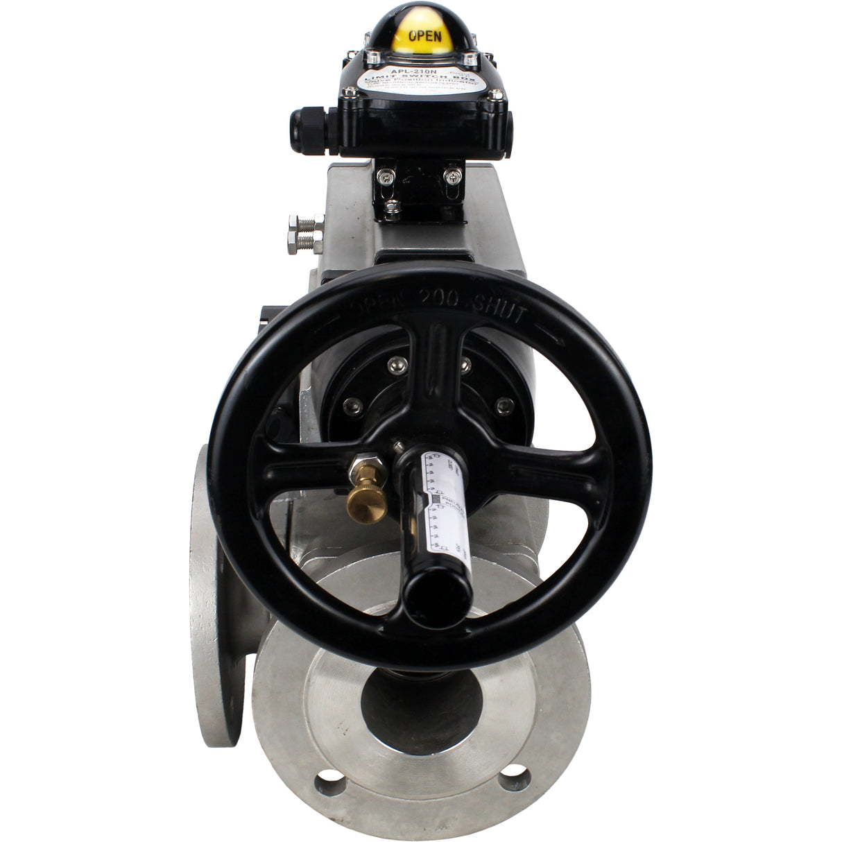 Ball valves Elephant BV3232P(4pc)-FP-3WL-F-ISO-H DN100 16 bar full bore, flanged, body - stainless steel SS316, ISO flange F10/F12, square 19x19, with double pneumatic actuator PA-DA-105-1 action, pneumatic distributor 4M310-08 24V and LSU APL-210N