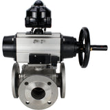 Ball valves Elephant BV3232P(4pc)-FP-3WL-F-ISO-H DN100 16 bar full bore, flanged, body - stainless steel SS316, ISO flange F10/F12, square 19x19, with double pneumatic actuator PA-DA-105-1 action, pneumatic distributor 4M310-08 24V and LSU APL-510N EX