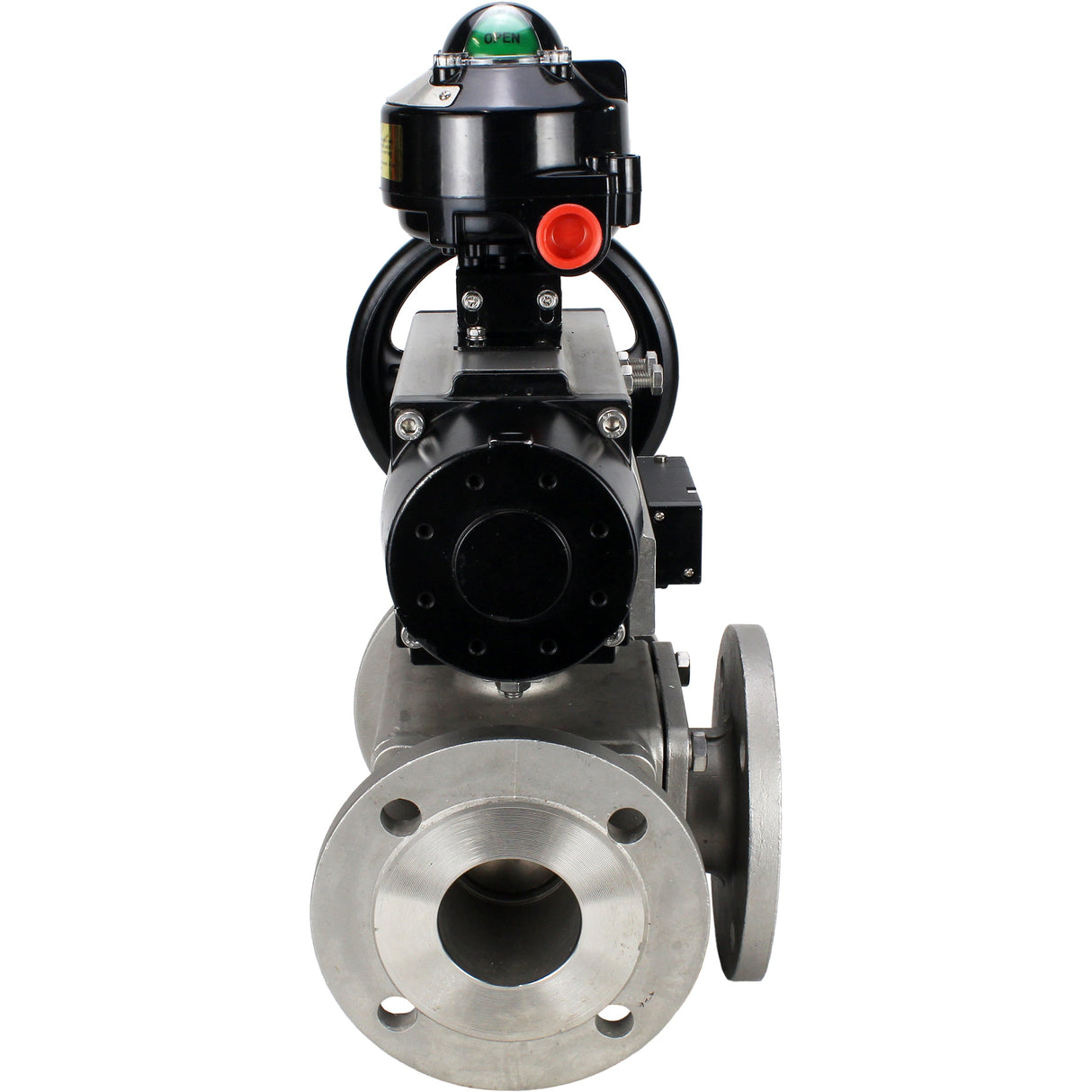 Ball valves Elephant BV3232P(4pc)-FP-3WL-F-ISO-H DN100 16 bar full bore, flanged, body - stainless steel SS316, ISO flange F10/F12, square 19x19, with double pneumatic actuator PA-DA-105-1 action, pneumatic distributor 4M310-08 24V and LSU APL-510N EX