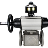 Ball valves Elephant BV3232P(4pc)-FP-3WL-F-ISO-H DN100 16 bar full bore, flanged, body - stainless steel SS316, ISO flange F10/F12, square 19x19, with double pneumatic actuator PA-DA-105-1 action, pneumatic distributor 4M310-08 24V and LSU APL-510N EX