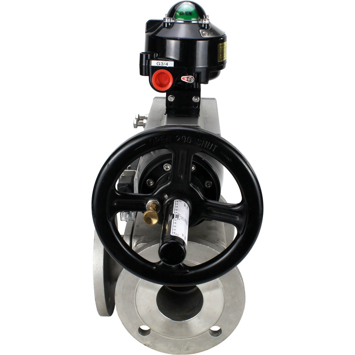 Ball valves Elephant BV3232P(4pc)-FP-3WL-F-ISO-H DN100 16 bar full bore, flanged, body - stainless steel SS316, ISO flange F10/F12, square 19x19, with double pneumatic actuator PA-DA-105-1 action, pneumatic distributor 4M310-08 24V and LSU APL-510N EX