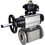 Ball valves Elephant BV3232P(4pc)-FP-3WL-F-ISO-H DN100 16 bar full bore, flanged, body - stainless steel SS316, ISO flange F10/F12, square 19x19, with double pneumatic actuator PA-DA-105-1 action, pneumatic distributor 4M310-08 24V and LSU APL-410N EX