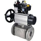 Ball valves Elephant BV3232P(4pc)-FP-3WL-F-ISO-H DN100 16 bar full bore, flanged, body - stainless steel SS316, ISO flange F10/F12, square 19x19, with pneumatic actuator PA-DA-105-1, pneumatic distributor 4M310-08 220V, LSU APL-410N EX and ATU AFC2000