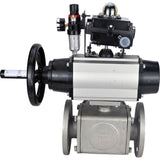 Ball valves Elephant BV3232P(4pc)-FP-3WL-F-ISO-H DN100 16 bar full bore, flanged, body - stainless steel SS316, ISO flange F10/F12, square 19x19, with pneumatic actuator PA-DA-105-1, pneumatic distributor 4M310-08 220V, LSU APL-410N EX and ATU AFC2000
