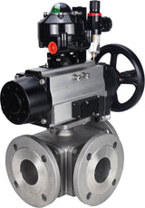 Ball valves Elephant BV3232P(4pc)-FP-3WL-F-ISO-H DN100 16 bar full bore, flanged, body - stainless steel SS316, ISO flange F10/F12, square 19x19, with pneumatic actuator PA-DA-105-1, pneumatic distributor 4M310-08 220V, LSU APL-510N EX and ATU AFC2000
