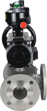 Ball valves Elephant BV3232P(4pc)-FP-3WL-F-ISO-H DN100 16 bar full bore, flanged, body - stainless steel SS316, ISO flange F10/F12, square 19x19, with pneumatic actuator PA-DA-105-1, pneumatic distributor 4M310-08 220V, LSU APL-510N EX and ATU AFC2000