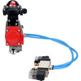 Kugelhähne Elephant BV3232P(4 Stück)-SP-3WL-T-ISO-H, Gehäusematerial - Edelstahl AISI 316, Dichtung - PTFE / PTFE / Teflon, mit pneumatischem Doppelwirkungsantrieb PA-DA, 4V320-08 220V, LSU APL-210N