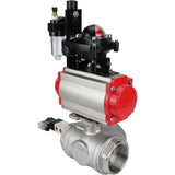 Kugelhähne Elephant BV3232P(4 Stück)-SP-3WL-T-ISO-H, Gehäusematerial - Edelstahl AISI 316, Dichtung - PTFE / PTFE / Teflon, mit pneumatischem Doppelwirkungsantrieb PA-DA, 4V320-08 220V, LSU APL-210N, ATU AFC2000