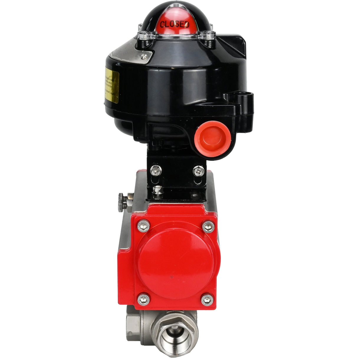 Kugelhähne Elephant BV3232P-SP-3L-T 3-Wege L-Typ, Gewinde, Standardbohrung, Gehäuse - Edelstahl SS316, Dichtung - PTFE, mit pneumatischem Antrieb Elephant PA-SA 052 -105 und LSU APL-510N-EX