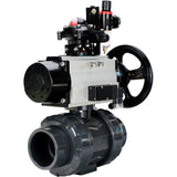 Ball valves Elephant BV4242E-FP-GRM-ISO, body material - UPVC, ball material - UPVC, seal - EPDM, with pneumatic actuator double action PA-DA-105-1, pneumatic distributor 4M310-08 24V, LSU APL-210N and ATU AFC2000