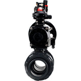 Ball valves Elephant BV4242E-FP-GRM-ISO, body material - UPVC, ball material - UPVC, seal - EPDM, with pneumatic actuator double action PA-DA-105-1, pneumatic distributor 4M310-08 24V, LSU APL-210N and ATU AFC2000