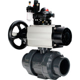 Ball valves Elephant BV4242E-FP-GRM-ISO, body material - UPVC, ball material - UPVC, seal - EPDM, with pneumatic actuator double action PA-DA-105-1, pneumatic distributor 4M310-08 24V, LSU APL-210N and ATU AFC2000
