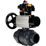 Ball valves Elephant BV4242E-FP-GRM-ISO, body material - UPVC, ball material - UPVC, seal - EPDM, with pneumatic actuator double action PA-DA-105-1, pneumatic distributor 4M310-08 220V and LSU APL-410N EX