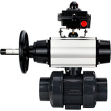Ball valves Elephant BV4242E-FP-GRM-ISO, body material - UPVC, ball material - UPVC, seal - EPDM, with pneumatic actuator double action PA-DA-105-1, pneumatic distributor 4M310-08 220V and LSU APL-410N EX