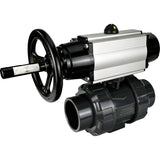 Ball valves Elephant BV4242E-FP-GRM-ISO, body material - UPVC, ball material - UPVC, seal - EPDM, with pneumatic actuator double action PA-DA-105-1 and pneumatic distributor 4M310-08 220V