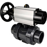 Ball valves Elephant BV4242E-FP-GRM-ISO, body material - UPVC, ball material - UPVC, seal - EPDM, with pneumatic actuator double action PA-DA-105-1 and pneumatic distributor 4M310-08 220V