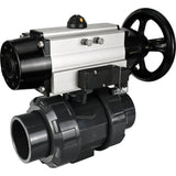 Ball valves Elephant BV4242E-FP-GRM-ISO, body material - UPVC, ball material - UPVC, seal - EPDM, with pneumatic actuator double action PA-DA-105-1 and pneumatic distributor 4M310-08 220V