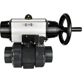 Ball valves Elephant BV4242E-FP-GRM-ISO, body material - UPVC, ball material - UPVC, seal - EPDM, with pneumatic actuator double action PA-DA-105-1 and pneumatic distributor 4M310-08 220V