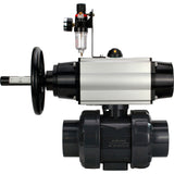 Ball valves Elephant BV4242E-FP-GRM-ISO, body material - UPVC, ball material - UPVC, seal - EPDM, with pneumatic actuator double action PA-DA-105-1, pneumatic distributor 4M310-08 220V and ATU AFC2000
