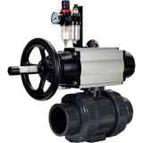 Ball valves Elephant BV4242E-FP-GRM-ISO, body material - UPVC, ball material - UPVC, seal - EPDM, with pneumatic actuator double action PA-DA-105-1, pneumatic distributor 4M310-08 220V and ATU AFC2000