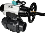 Ball valves Elephant BV4242E-FP-GRM-ISO, body material - UPVC, ball material - UPVC, seal - EPDM, with pneumatic actuator double action PA-DA-105-1, pneumatic distributor 4M310-08 220V and magnetic switch ALS200D