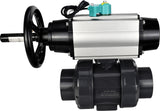 Ball valves Elephant BV4242E-FP-GRM-ISO, body material - UPVC, ball material - UPVC, seal - EPDM, with pneumatic actuator double action PA-DA-105-1, pneumatic distributor 4M310-08 220V and magnetic switch ALS200D