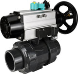 Ball valves Elephant BV4242E-FP-GRM-ISO, body material - UPVC, ball material - UPVC, seal - EPDM, with pneumatic actuator double action PA-DA-105-1, pneumatic distributor 4M310-08 220V and magnetic switch ALS200D