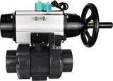 Ball valves Elephant BV4242E-FP-GRM-ISO, body material - UPVC, ball material - UPVC, seal - EPDM, with pneumatic actuator double action PA-DA-105-1, pneumatic distributor 4M310-08 220V and magnetic switch ALS200D