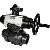 Ball valves Elephant BV4242E-FP-GRM-ISO, body material - UPVC, ball material - UPVC, seal - EPDM, with pneumatic actuator double action PA-DA-105-1, pneumatic distributor 4M310-08 220V and LSU APL-210N