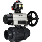 Ball valves Elephant BV4242E-FP-GRM-ISO, body material - UPVC, ball material - UPVC, seal - EPDM, with pneumatic actuator double action PA-DA-105-1, pneumatic distributor 4M310-08 220V and LSU APL-510N EX
