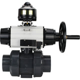 Ball valves Elephant BV4242E-FP-GRM-ISO, body material - UPVC, ball material - UPVC, seal - EPDM, with pneumatic actuator double action PA-DA-105-1, pneumatic distributor 4M310-08 220V and LSU APL-510N EX