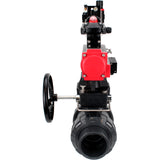 Ball valves Elephant BV4242E-FP-GRM-ISO, body material - UPVC, ball material - UPVC, seal - EPDM, with pneumatic actuator double action PA-DA, pneumatic distributor 4M310-08 220V, LSU APL-210N, ATU AFC2000 and handwheel MON