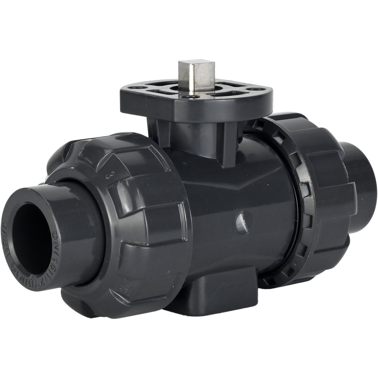 Ball valves Elephant BV4242E-FP-GRM-ISO, body material - UPVC, ball material - UPVC, seal - EPDM, with ISO flange and bare square stem