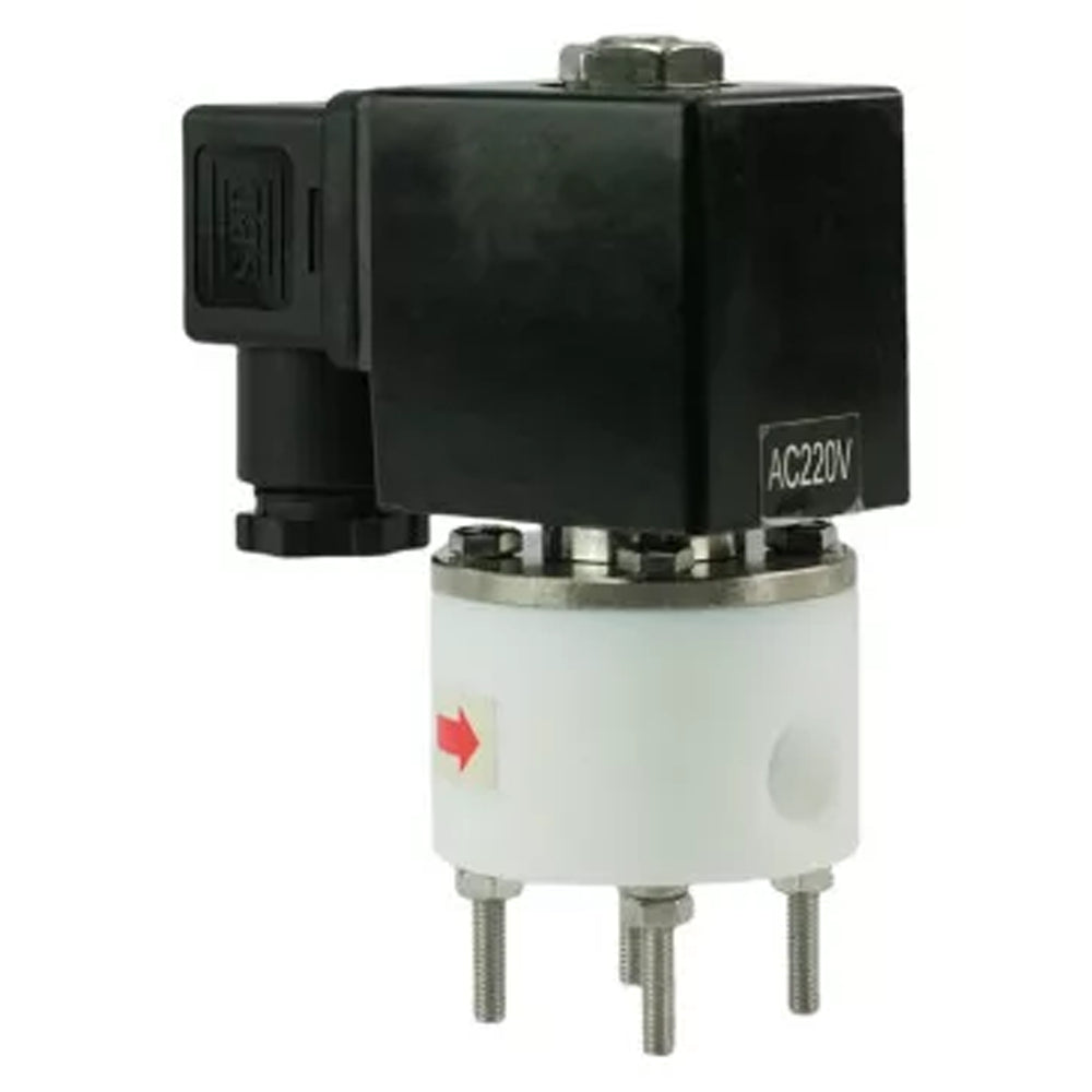 Zweiwege-Elektromagnetventil, normalerweise offen, direktwirkend, Elephant DHF11-НО PTFE VITON G 110/220 V, Gehäusematerial – PTFE, Dichtung – Viton
