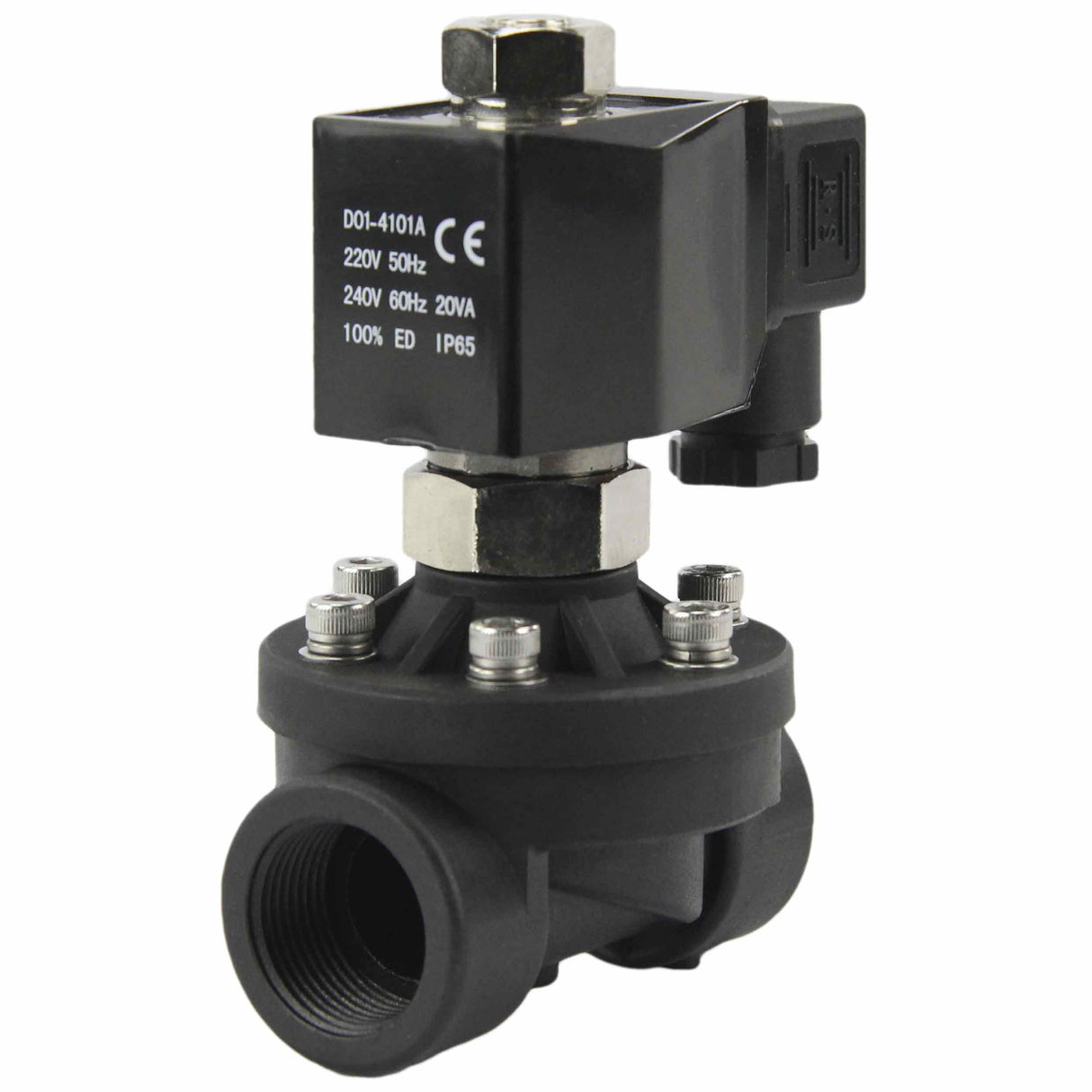 Zweiwege-Elektromagnetventil, normalerweise geschlossen, halbdirekt wirkend, Elephant DW-51-НЗ VITON G 110/220 V, Gehäusematerial – Nylon 66, Dichtung – Viton