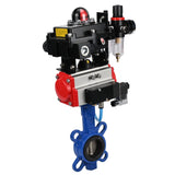 Water butterfly valve Elephant GGG50-GGG40-EPDM body material - cast iron GGG50, disk material - cast iron GGG40, seal - EPDM with pneumatic actuator Elephant DA, pneumatic distributor 4M310-08 220V, limit switch block APL-410N EX and air filter AFC2000