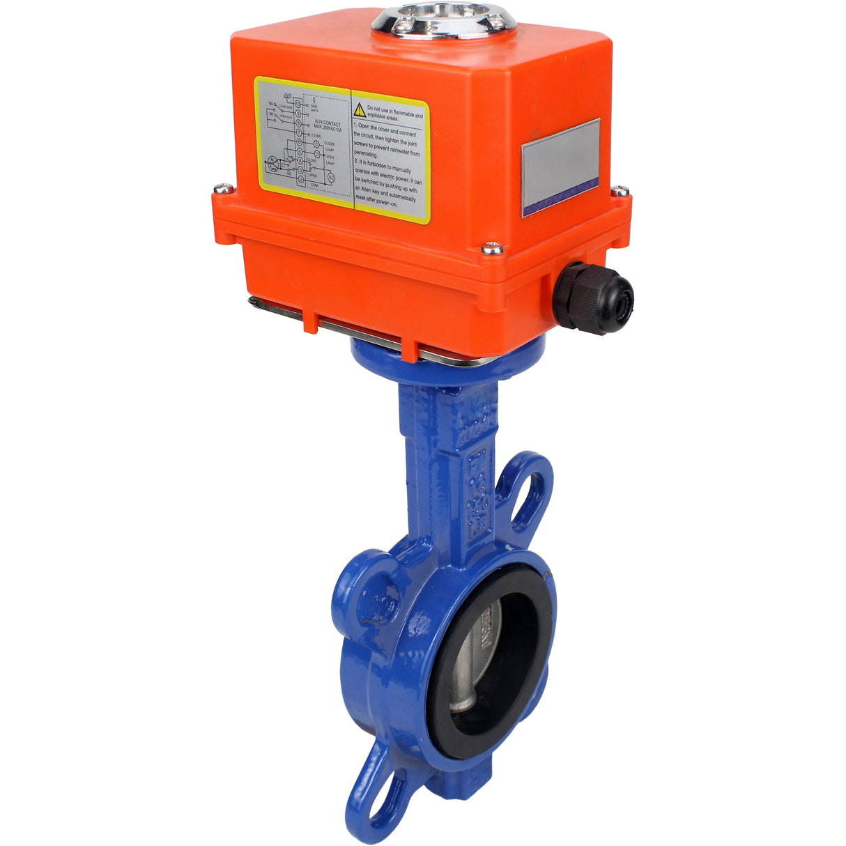 Wasser-Drosselklappe Elephant GGG50-316L-EPDM Gehäusematerial - Gusseisen GGG50, Scheibenmaterial - Edelstahl 316L, Dichtung - EPDM mit Elektroantrieb Elephant 220V