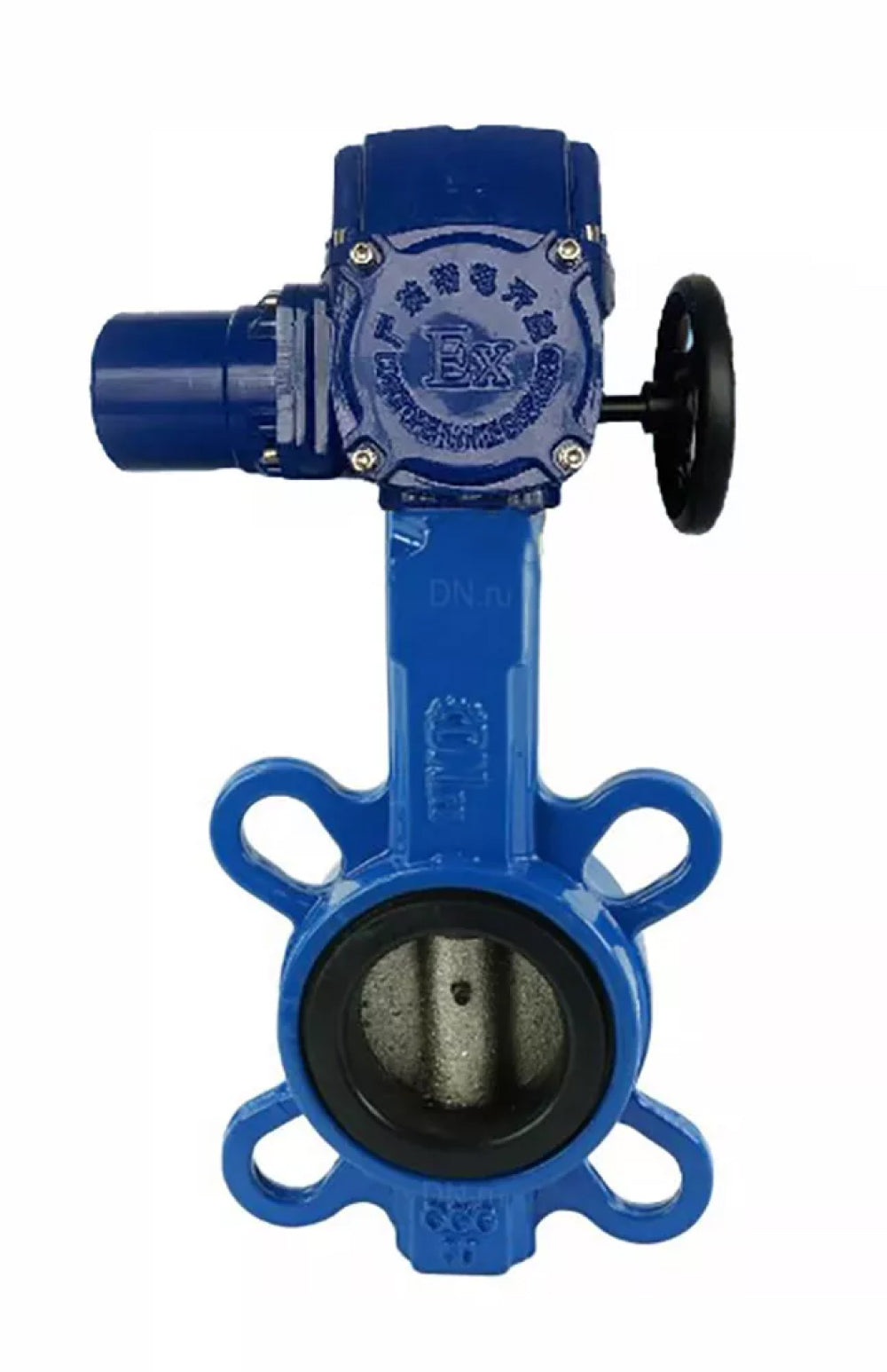Wasser-Schmetterlingsventil Elephant GGG50-GGG40-EPDM, Gehäusematerial - Gusseisen GGG50, Scheibenmaterial - Gusseisen GGG40, Dichtung - EPDM, mit elektrischem Antrieb QT-W (M) EX 380V
