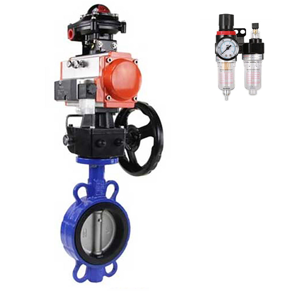Wasser-Schmetterlingsventil Elephant ggg50-316l-epdm-elephant-da-4m310-24v-hdm-afc2000-apl210n, Gehäusematerial - Gusseisen GGG50, Scheibenmaterial - Edelstahl AISI 316L, Dichtung - EPDM, pneumatisch betätigter Antrieb
