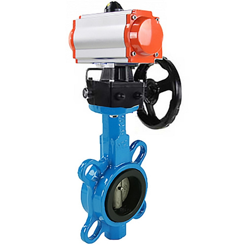 Wasser-Schmetterlingsventil Elephant gg25-316l-nbr-elephant-da-hdm, Gehäusematerial - Gusseisen GG25, Scheibenmaterial - Edelstahl AISI 316L, Dichtung - NBR, pneumatisch betätigt
