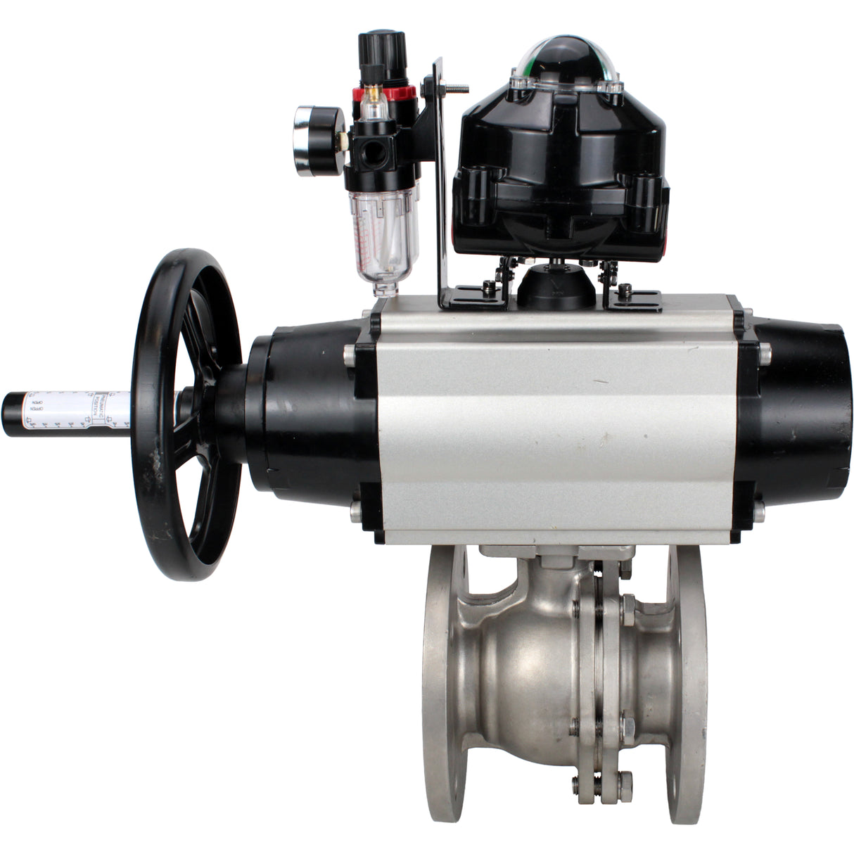 Ball valves Elephant BV3232P(2pc)-FP-F-ISO-H DN80-100 16 bar, full bore flanged, stainless steel SS316, seal - PTFE, with pneumatic actuator PA-DA-105-1 double acting, with pneumatic distributor 4M310-08 220V , with LSU APL-510N EX, with AFC2000 ATU