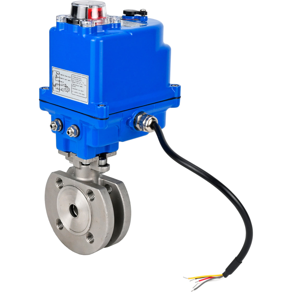 Edelstahl-Kugelhahn Elephant BV3232P-FP-Fb PSI232, Gehäuse - Edelstahl AISI 316, Dichtung - PTFE, voller Durchgang, Kompaktflansch, Elektroantrieb Elephant 003 blau 220 V
