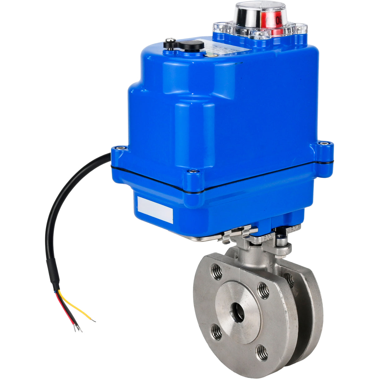 Edelstahl-Kugelhahn Elephant BV3232P-FP-Fb PSI232, Gehäuse - Edelstahl AISI 316, Dichtung - PTFE, voller Durchgang, Kompaktflansch, Elektroantrieb Elephant 003 blau 220 V