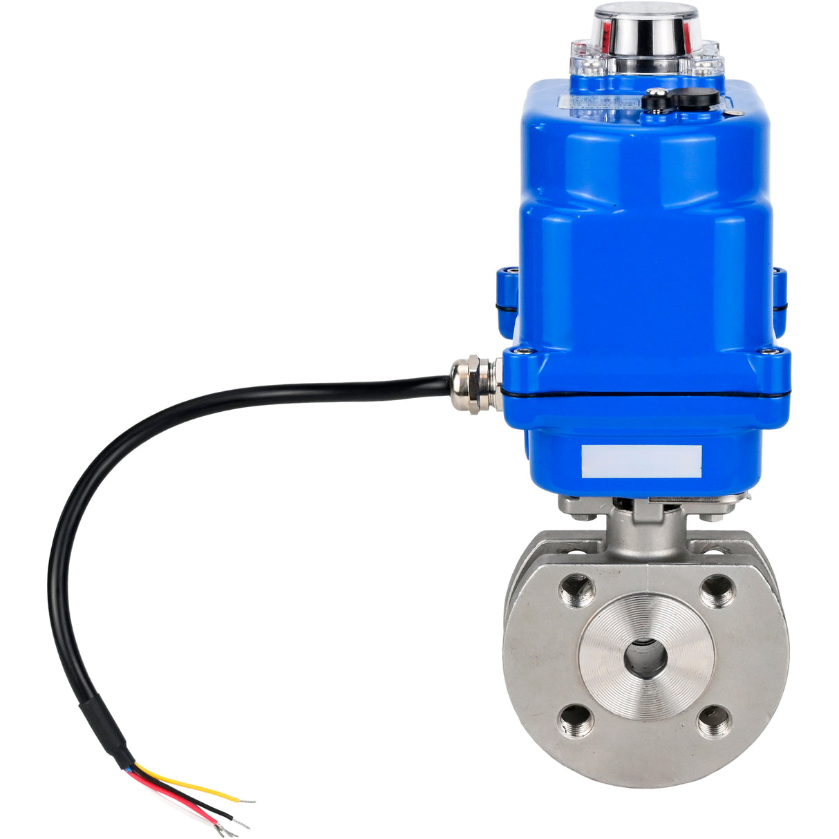 Edelstahl-Kugelhahn Elephant BV3232P-FP-Fb PSI232, Gehäuse - Edelstahl AISI 316, Dichtung - PTFE, voller Durchgang, Kompaktflansch, Elektroantrieb Elephant 003 blau 220 V