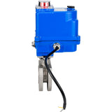 Edelstahl-Kugelhahn Elephant BV3232P-FP-Fb PSI232, Gehäuse - Edelstahl AISI 316, Dichtung - PTFE, voller Durchgang, Kompaktflansch, Elektroantrieb Elephant 003 blau 220 V
