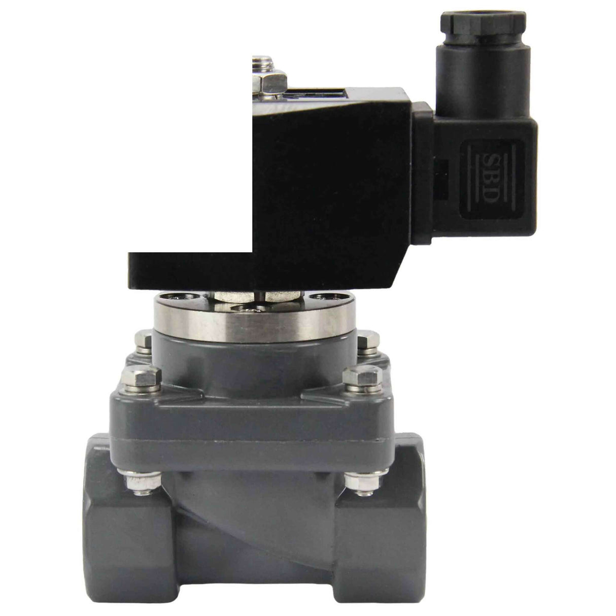 Zweiwege-Magnetventil mit indirekter Wirkung, normal geschlossen, Elephant DHF21-UP-НЗ VITON G 110/220 V, Gehäusematerial – weichmacherfreies Polyvinylchlorid, Dichtung – Viton